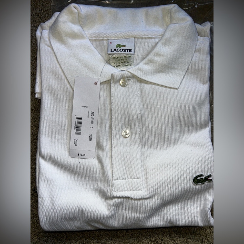 Lacoste polo shirt, medium 
New with tags never worn, white